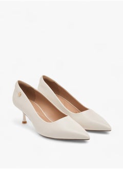Celeste Womens Solid Slip-On Pumps With Pointed Toe And Kitten Heels  - Image 2