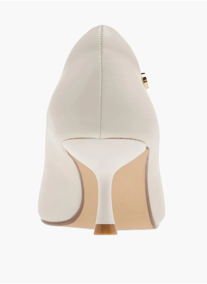 سيليست Womens Solid Slip-On Pumps With Pointed Toe And Kitten Heels
