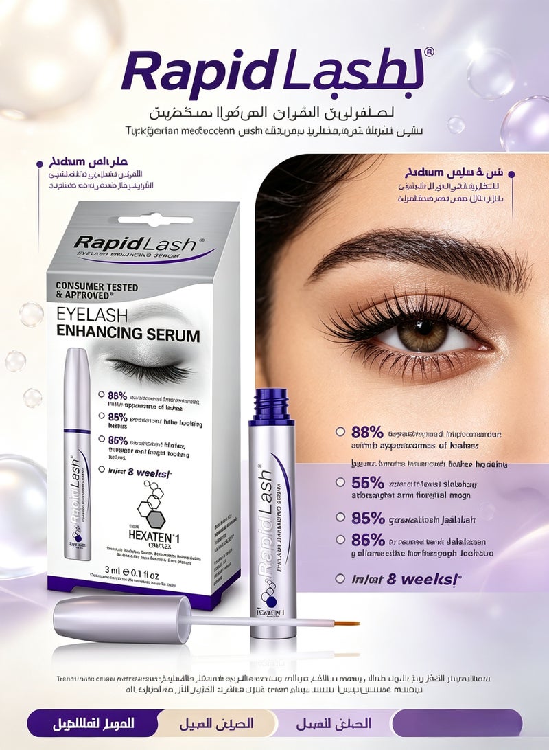 Rapidlash Eyelash Enhancing Serum With Hexatein 1 Complex, Promotes Appearance of Longer And Thicker Eyelashes,Eradicates Signs of Fatigue And Illuminates The Eye Area,Can Easily Be Worn Alone or Under Makeup - Image 1