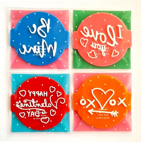 1066 Factory Happy Valentines Day and Love You 4 pcs Embosser Stamp for Icing Fondant Frosting Sugar Paste Cupcake Cake Cookie Baking Decoration - Image 2