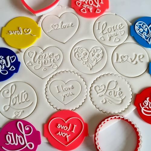 1066 Factory Happy Valentines Day and Love You 4 pcs Embosser Stamp for Icing Fondant Frosting Sugar Paste Cupcake Cake Cookie Baking Decoration - Image 3
