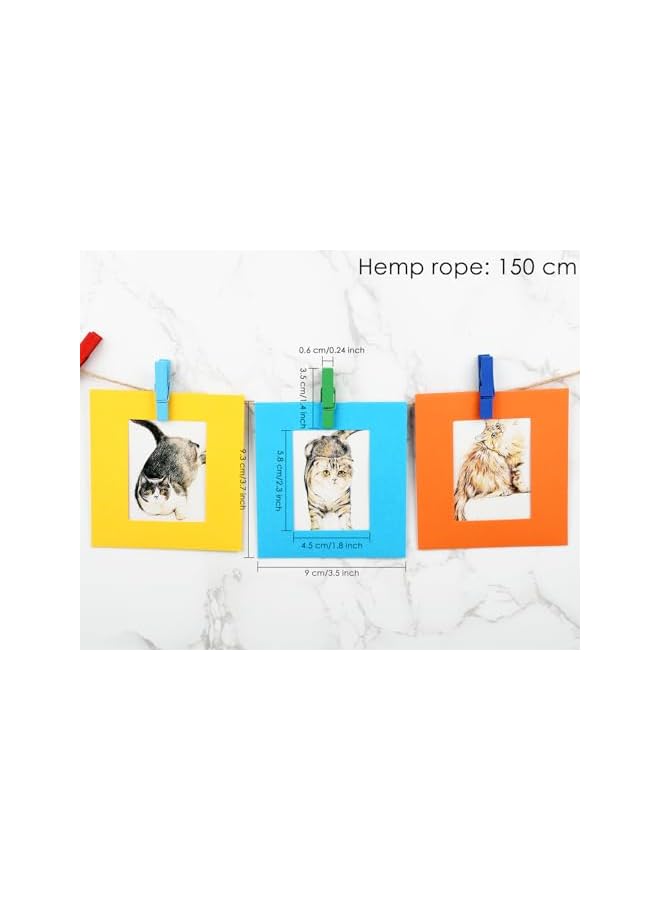 The Bros Pictures Wall Decor Hanging Mini Picture Frame, 10 Pieces Paper Frame with String and Clips Compatible with Polaroid, Fujifilm Instax Mini 12/Mini 11/Mini 9/40/8 Film - Image 2