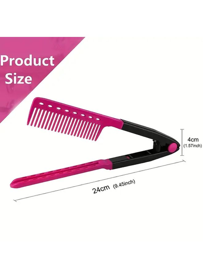 Blue V Shape Clamp Hair Straightener And Curler Comb Anti Static Portable Styling Tool - Image 5