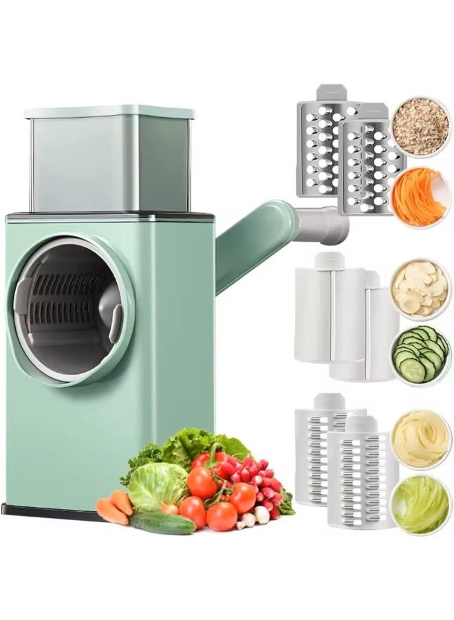 Rotary Vegetable Grater with 6 Stainless Steel Blades - Image 1
