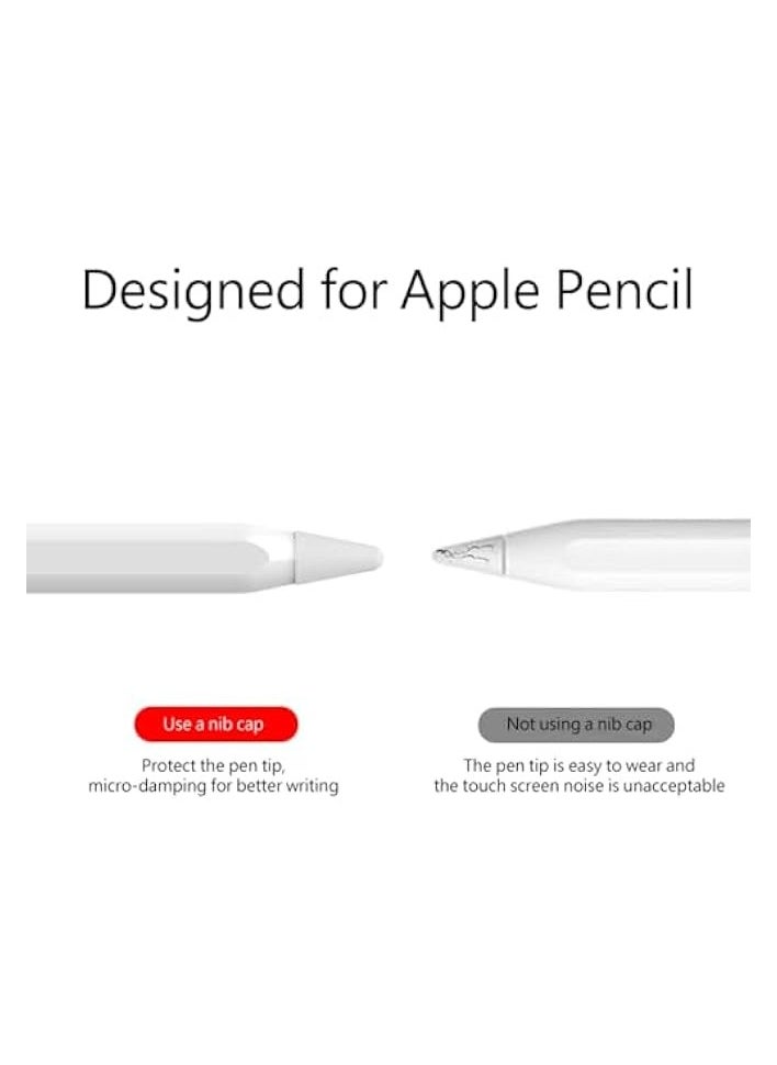 PROMASS Tip Cover Protector for Apple Pencil 1st/2nd Generation, 8 Pcs Soft Silicone Replacement Nibs, Anti-Slip Writing Nib, High Sensitive Nib, Smooth Writing Experience, Noiseless Drawing (White)  - Image 2