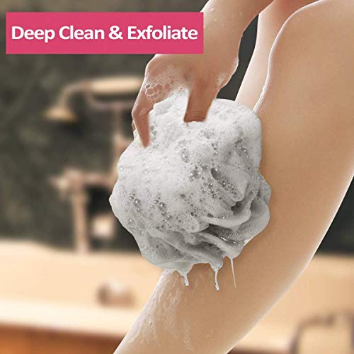 Four Season Combo of Loofah Ball and Loofah with handle Shower Sponge Loofahs Mesh Pouf Soft Body Scrubber,Exfoliating Bath for Women and Men for Silky Skin,Full Cleanse,Rich Lather [Color May Vary] - Image 5