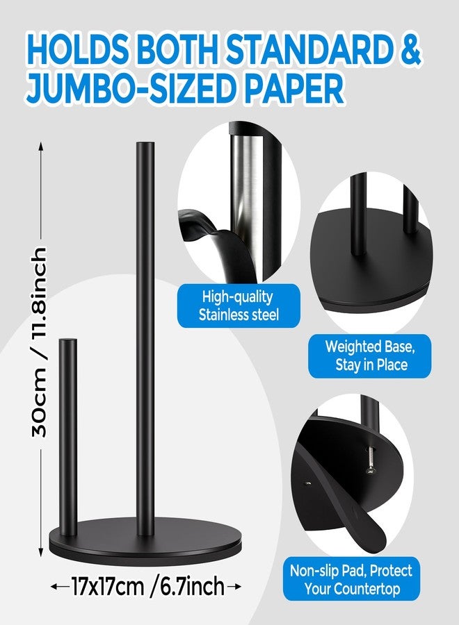 zaa Paper Towel Holder Countertop - Free Standing Paper Towel Holder for Kitchen Organization, Easy to Carry Paper Roll Dispenser, No Drill Installation, for Kitchen, Bathroom, Office, RV, Black - Image 4