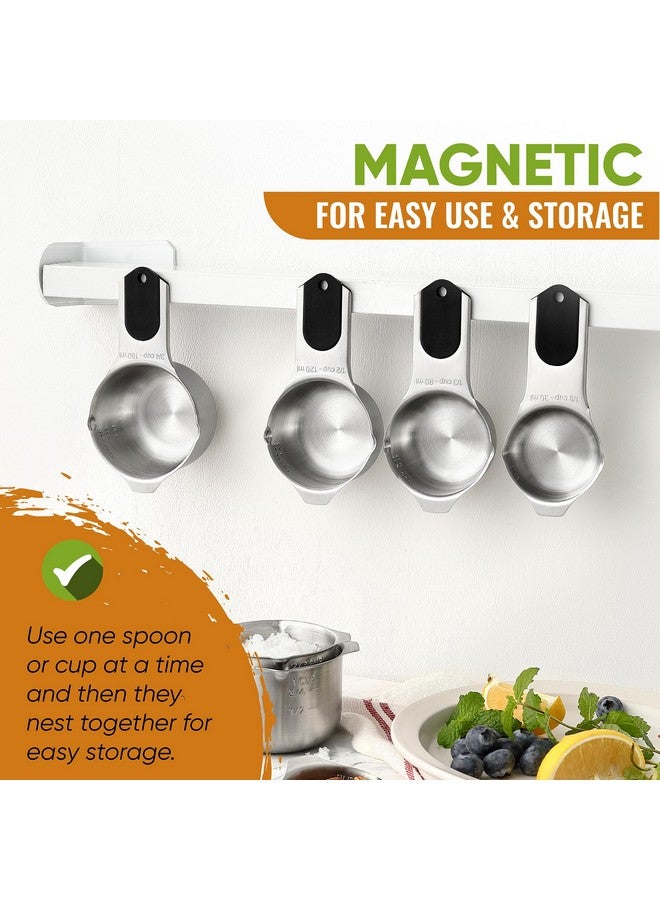 Spring Chef Spring Chef Magnetic Measuring Cups & Spoons Set (Patent Pending), Strong N45 Magnets, Heavy Duty Stainless Steel Fits in Spice Jars for Baking & Cooking, BPA Free, Round Set of 15 with Leveler, Black  - Image 4