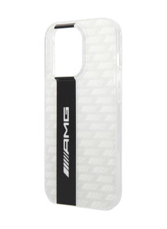 AMG iPhone 14 Pro Case Transparent Double Layer Back Cover with Carbon Pattern II / Lifted Ring Case / Slim Profile / Easy Snap-On / Bumper Protection / Drop Protection - White  - Image 2