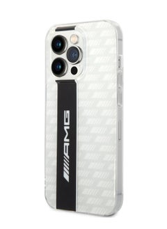 AMG iPhone 14 Pro Case Transparent Double Layer Back Cover with Carbon Pattern II / Lifted Ring Case / Slim Profile / Easy Snap-On / Bumper Protection / Drop Protection - White  - Image 3