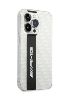 AMG iPhone 14 Pro Case Transparent Double Layer Back Cover with Carbon Pattern II / Lifted Ring Case / Slim Profile / Easy Snap-On / Bumper Protection / Drop Protection - White  - Image 4