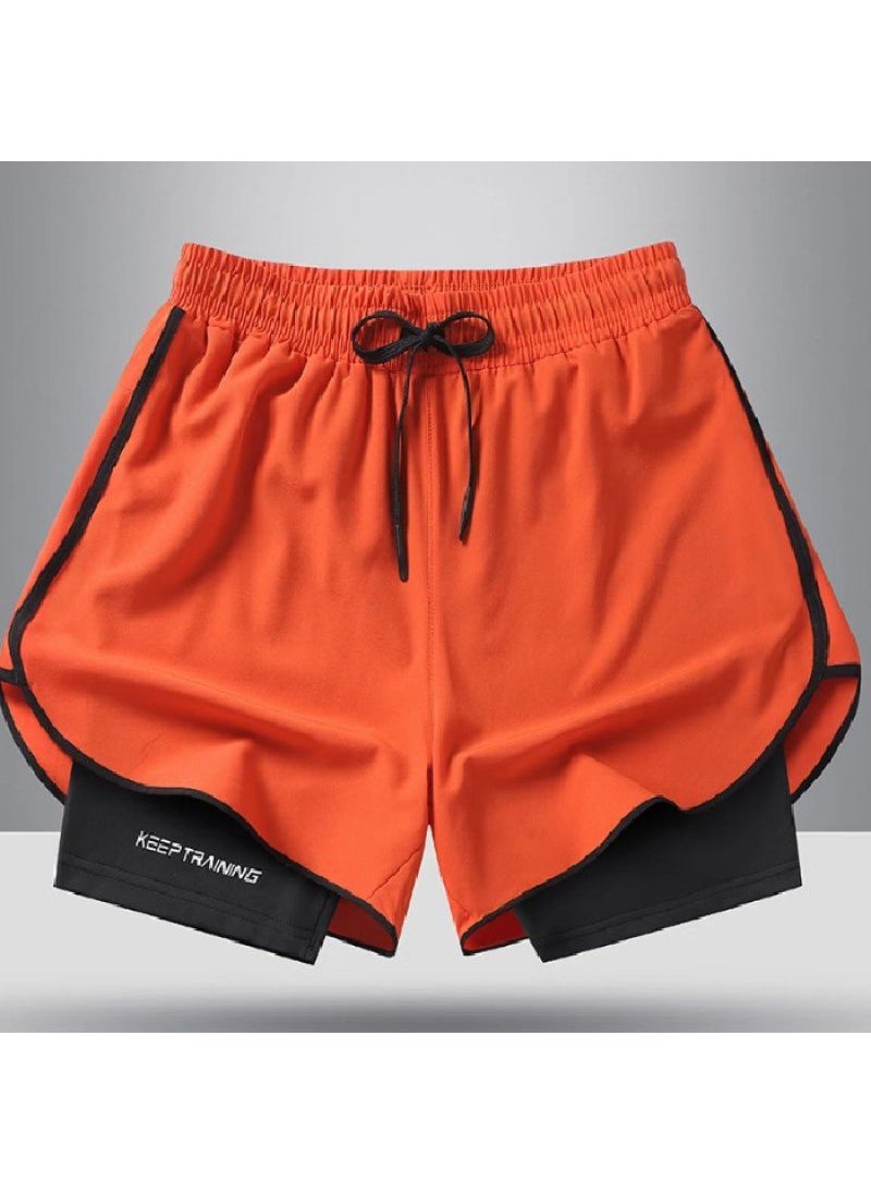Generic Advanced Delivery Running Shorts For Men And Womens Summer Thin Ice Silk Quick Dry Training Fitness Three Trendy Hotel Workwear Orange  - Image 1