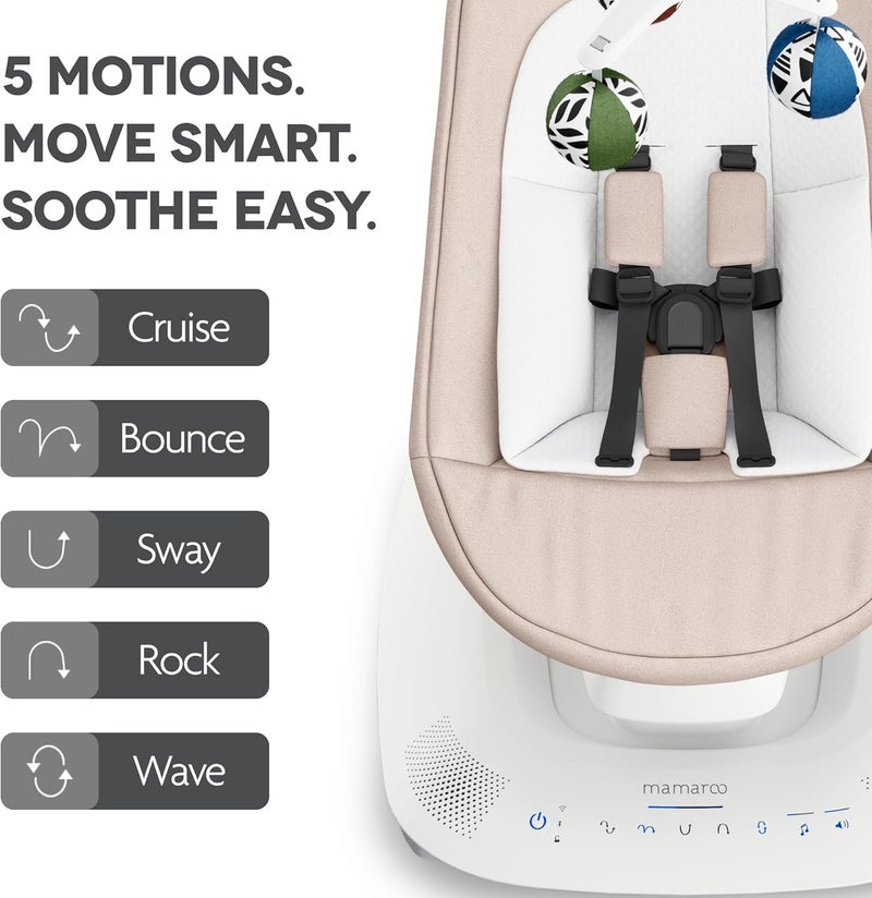 UPPAbaby Mamaroo Infant Seat with Multiple Motion Settings – Smart Bluetooth & App Control, Built-in Sounds, Newborn Insert, Charlie Sand Mélange - Image 5