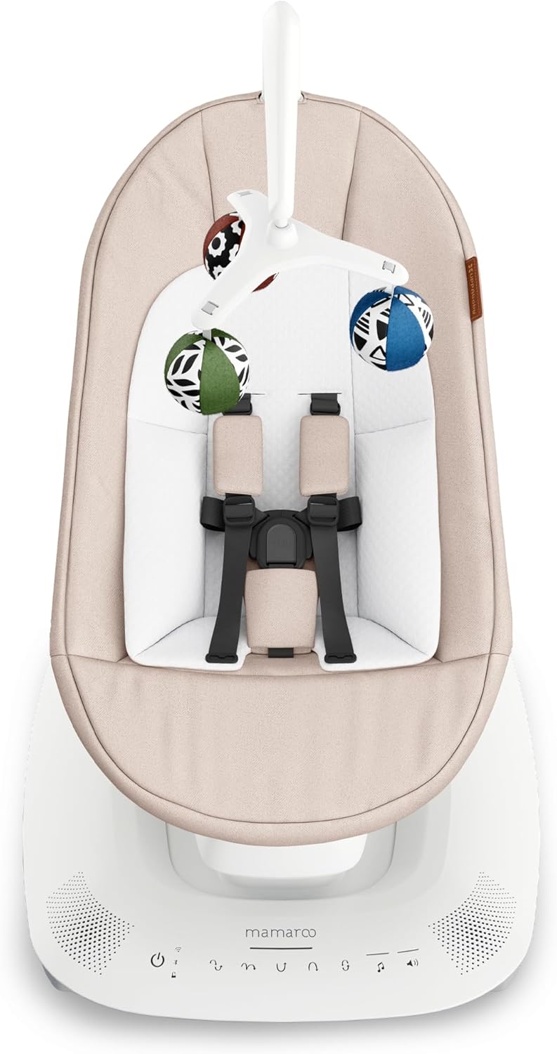 UPPAbaby Mamaroo Infant Seat with Multiple Motion Settings – Smart Bluetooth & App Control, Built-in Sounds, Newborn Insert, Charlie Sand Mélange - Image 2