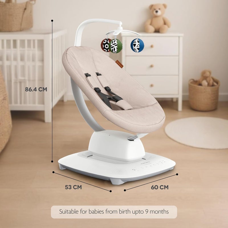 UPPAbaby Mamaroo Infant Seat with Multiple Motion Settings – Smart Bluetooth & App Control, Built-in Sounds, Newborn Insert, Charlie Sand Mélange - Image 3
