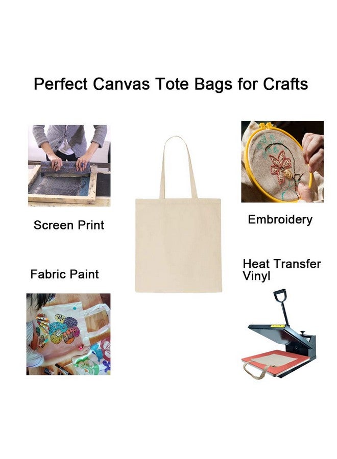 FunisFun 12 Pack Blank Canvas Tote Bags Bulk Reusable Shopping Grocery Bag for Crafts with a PTFE Teflon Sheet DIY - Image 2