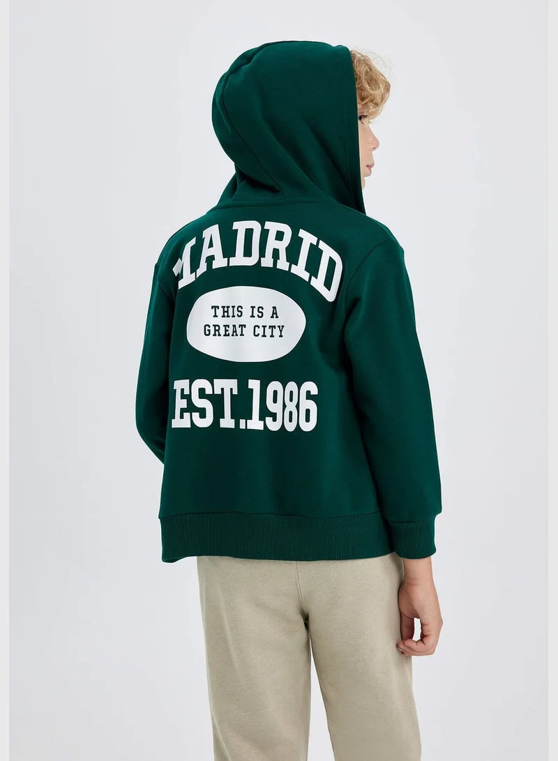 ديفاكتو Boy Hooded Long Sleeve Knitted Cardigan