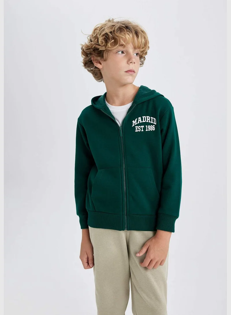 ديفاكتو Boy Hooded Long Sleeve Knitted Cardigan