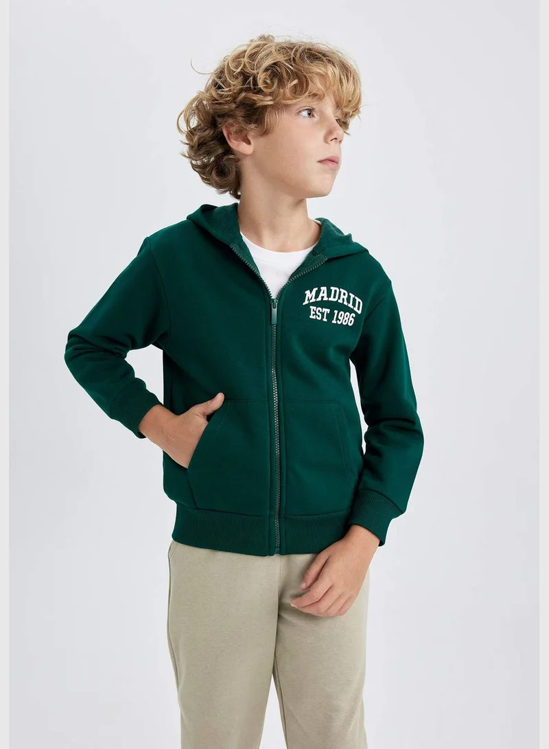 ديفاكتو Boy Hooded Long Sleeve Knitted Cardigan