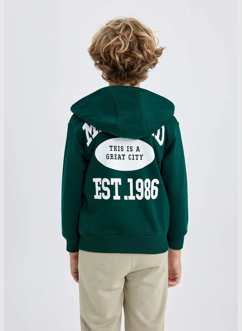 ديفاكتو Boy Hooded Long Sleeve Knitted Cardigan