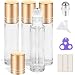 PrettyCare 4 Pack 10 ml Essential Oil Roller Bottles with Stainless Steel Roller Ball Refillable Leakproof Empty Thick Clear Glass Roll on Bottles with Metal Caps for Travel Perfume - Image 2