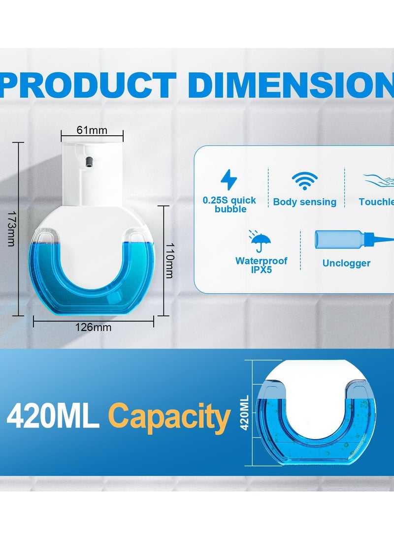 Dominy Automatic Foaming Soap Dispenser 15oz/420ml Foaming Hand Sanitizer Touchless Wall Mount with 4levels Adjustable Free Touch Electric Soap Dispenser Rechargeable with Sensor for Bathroom Kitchen  - Image 3