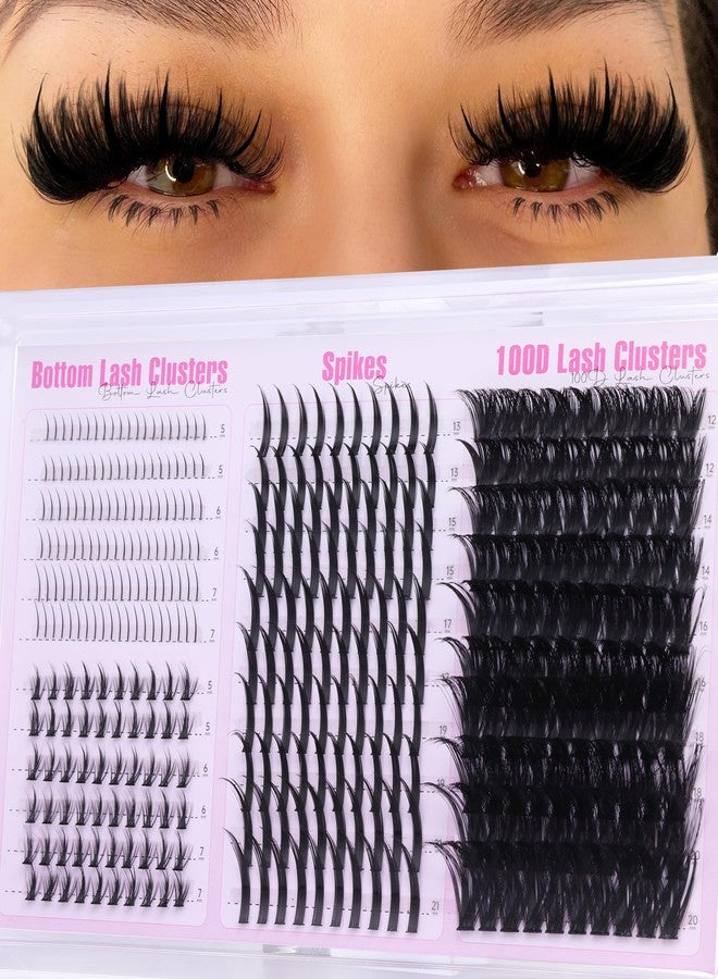 Boahankuke Wispy Lash Clusters with Spikes Volume Eyelash Clusters with 2 Styles Bottom Lashes 100D Mink Cluster Eyelash Extensions 380PCS Spiky Individual Lashes with Bottom Lash Clusters by Boahankuke - Image 1