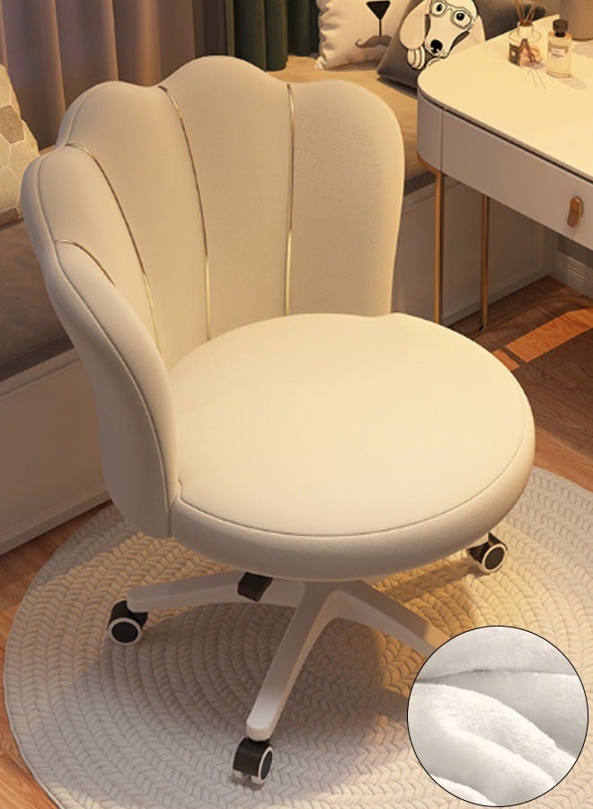 Generic Cosmetic Chair Small lightweight office chair Lumbar support Height adjustable Petal-shaped recliner Mobile swivel upholstered chair Suitable for bedroom Study Room Office  - Image 1