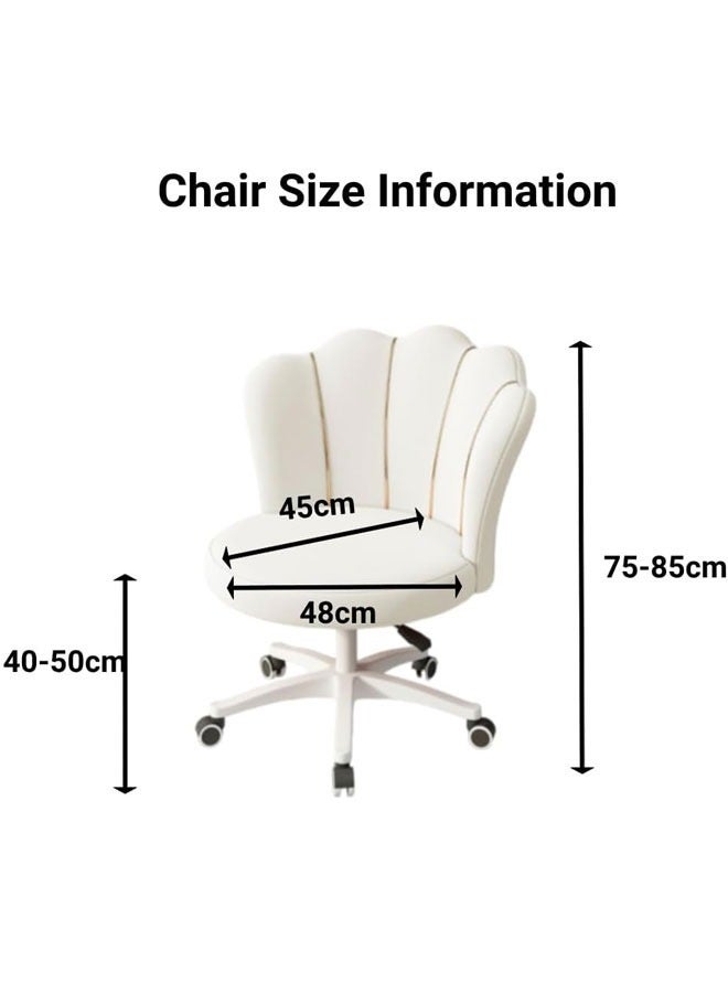 Generic Cosmetic Chair Small lightweight office chair Lumbar support Height adjustable Petal-shaped recliner Mobile swivel upholstered chair Suitable for bedroom Study Room Office  - Image 2