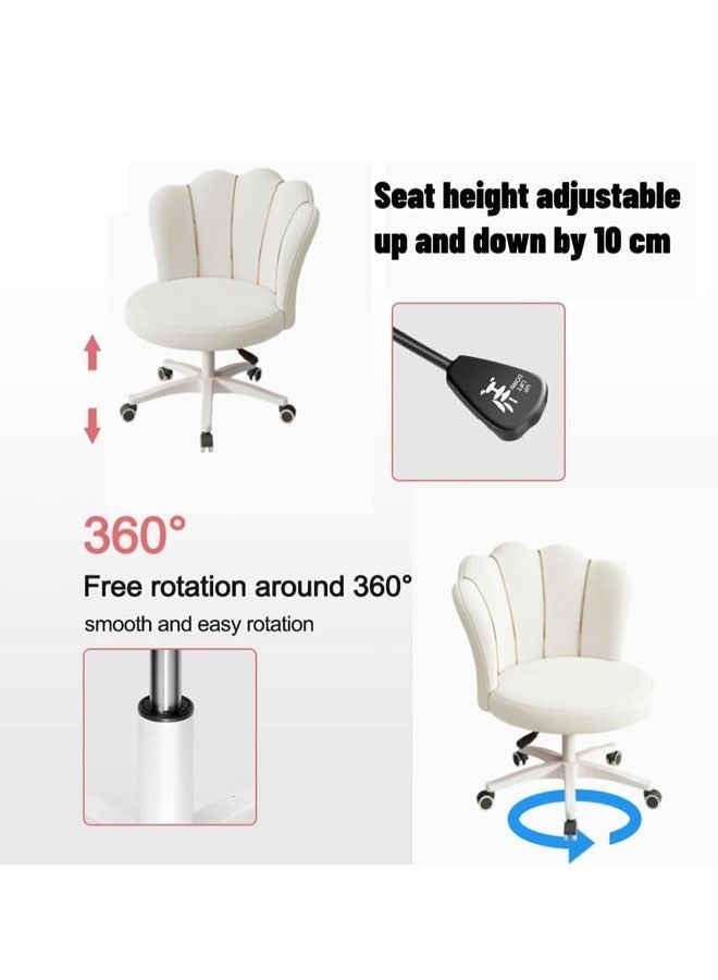 Generic Cosmetic Chair Small lightweight office chair Lumbar support Height adjustable Petal-shaped recliner Mobile swivel upholstered chair Suitable for bedroom Study Room Office  - Image 3