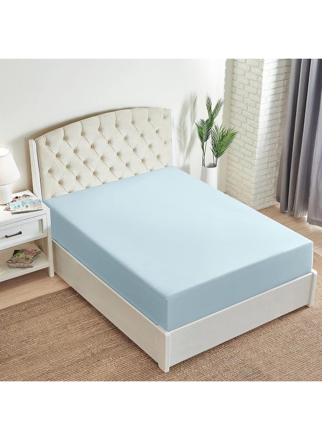 Mellanni Queen Fitted Sheet Iconic Collection Bedding Sheets with up to 16 inch Deep Pocket Soft Cooling Fade Stain Resistant 1 PC Queen Aqua - Image 3