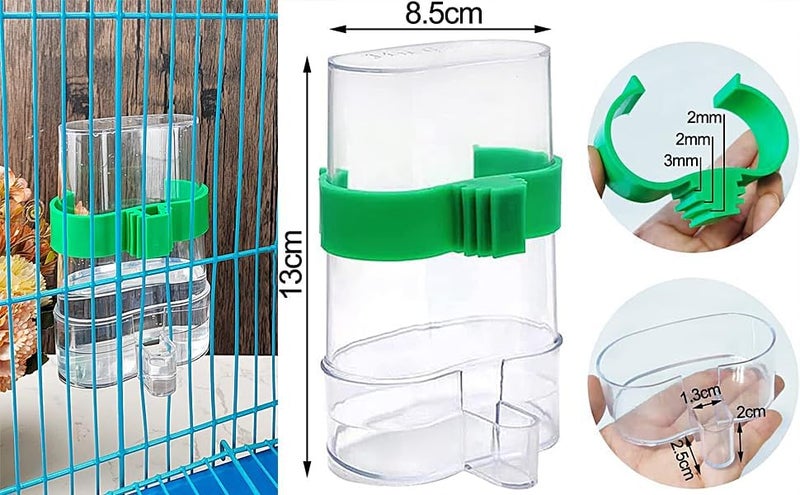 Kenond No Mess Bird Feeder Water Dispenser Set, Automatic Parrot Feeder Cage Accessories, Acrylic Parakeet Seed Food Feeder Drinker for Cage, Cockatiel Squirrel Finch Lovebirds Budgies Canary - Image 4