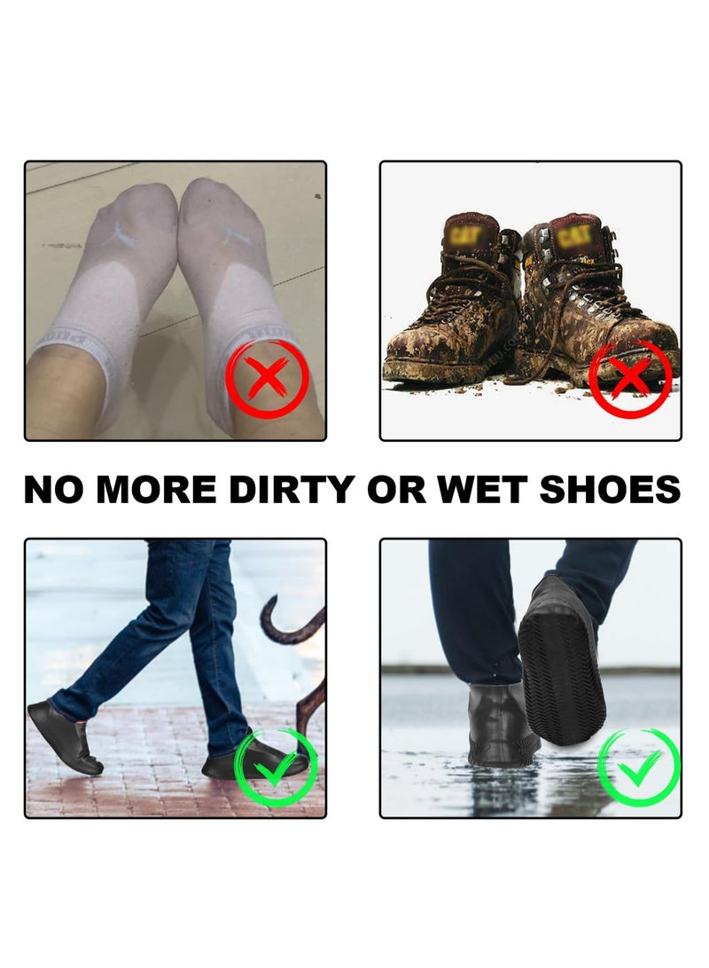 إسكدنيا غطاء أحذية قابل للاستخدام مرة أخرى مائي، غطاء أحذية مصنوعة من السيليكون غير السريعة للحفاظ على الأحذية خارجية للركوب والحماية للرجال، النساء، الأطفال (أسود) - Image 3
