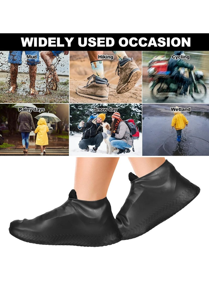 إسكدنيا غطاء أحذية قابل للاستخدام مرة أخرى مائي، غطاء أحذية مصنوعة من السيليكون غير السريعة للحفاظ على الأحذية خارجية للركوب والحماية للرجال، النساء، الأطفال (أسود) - Image 4