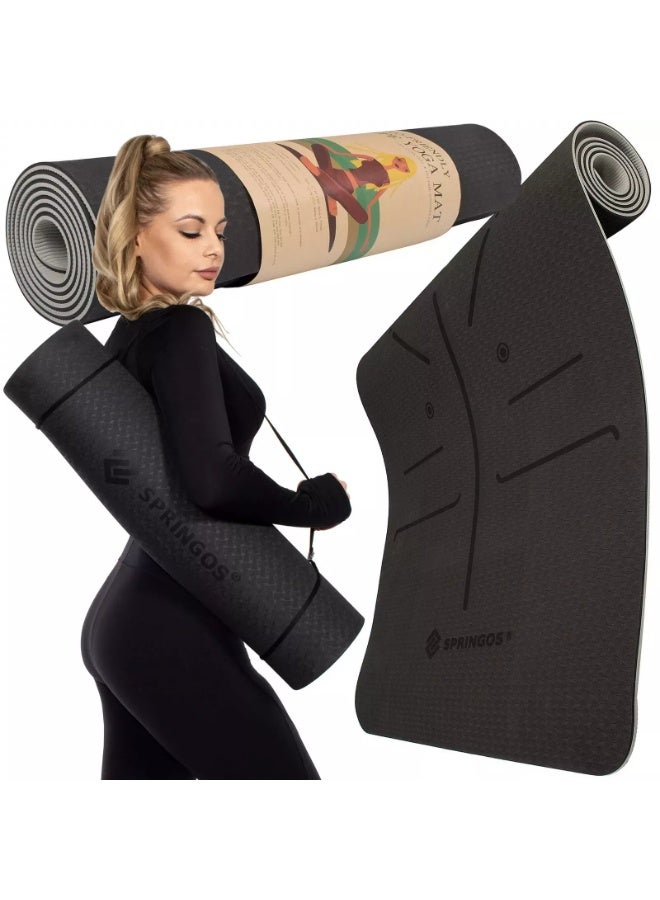 Premium Quality Sports Yoga Mat (Black) - Eco-Friendly and Non-Slip Yoga Mat - Double-Sided Design, Perfect Thickness for Comfort, Latex and Harmful Material Free - Your Perfect Companion for All Your Yoga, Pilates, and Home Workouts - Waterproof and Moisture Resistant, Durable and Long-Lasting _ Exercise Mat - exercise mat-sports mat- Sports equipment