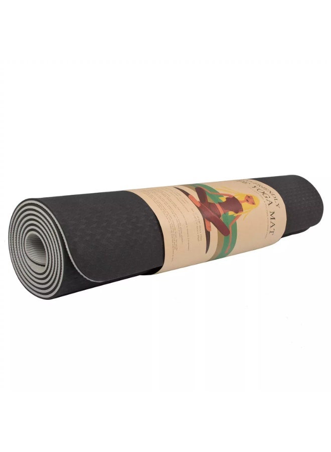 Premium Quality Sports Yoga Mat (Black) - Eco-Friendly and Non-Slip Yoga Mat - Double-Sided Design, Perfect Thickness for Comfort, Latex and Harmful Material Free - Your Perfect Companion for All Your Yoga, Pilates, and Home Workouts - Waterproof and Moisture Resistant, Durable and Long-Lasting _ Exercise Mat - exercise mat-sports mat- Sports equipment