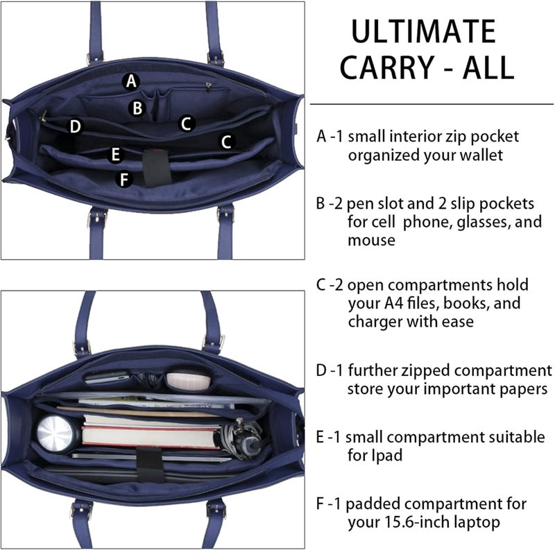 NUBILY Laptop Bag for Women Waterproof Lightweight Leather 15.6 Inch Computer Tote Bag - Image 4