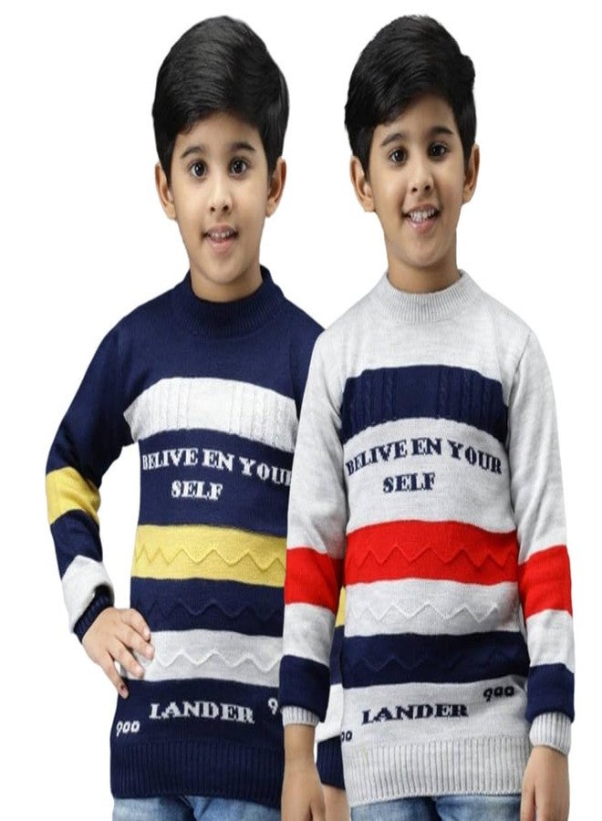 ANIXA Boys Full Sleeve Sweater with Ribbed Cuffs & Hem(Pack of 2) - Image 1