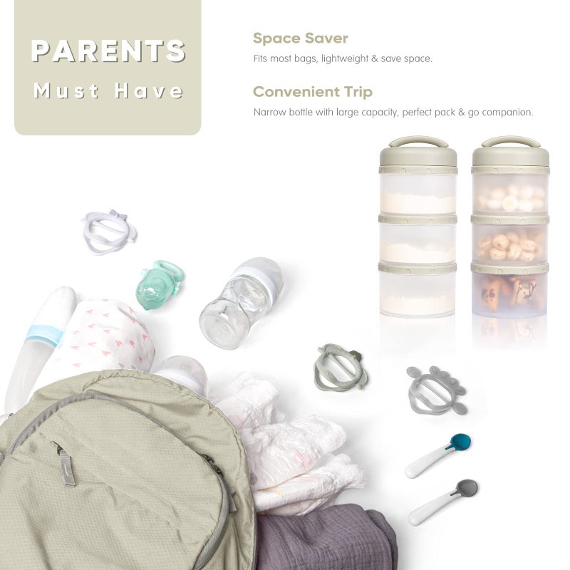 Termichy Stackable Formula Dispenser Portable Milk Powder Container, 2 Pack, Warm Grey - Image 4