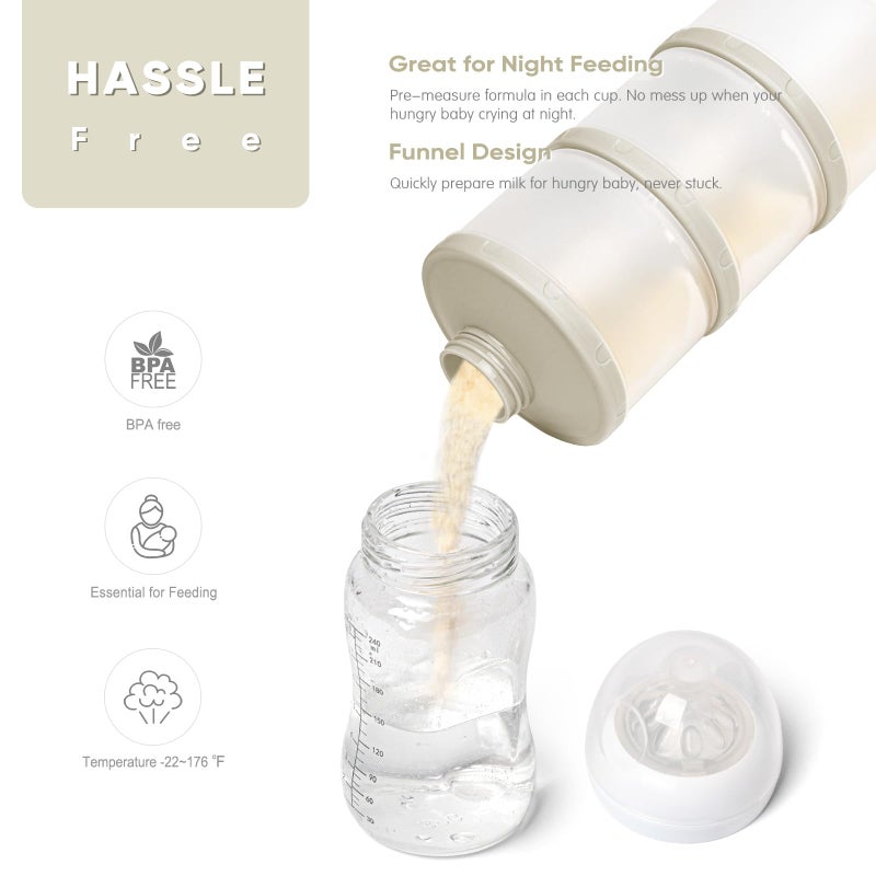 Termichy Stackable Formula Dispenser Portable Milk Powder Container, 2 Pack, Warm Grey - Image 5