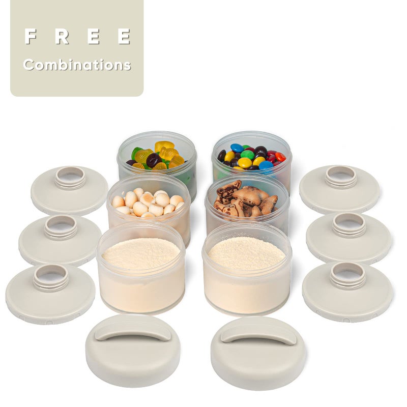 Termichy Stackable Formula Dispenser Portable Milk Powder Container, 2 Pack, Warm Grey - Image 3