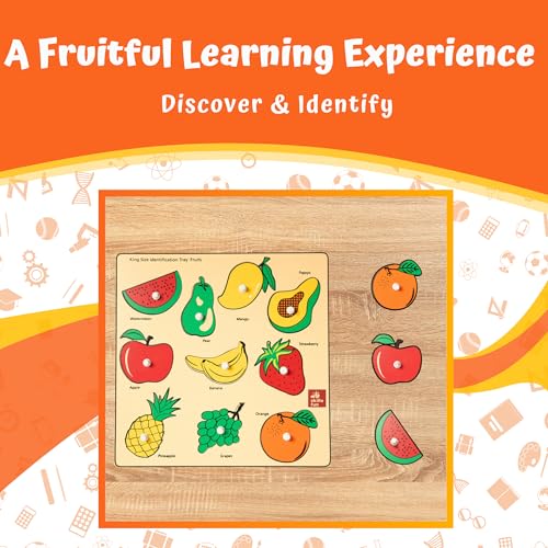 Skillofun Wooden King Size Fruit Identification Tray | Wooden Toys for Kids | Puzzles for Kids for Age 2 | Wooden Puzzles | Occupational Therapy Equipment | Puzzle Game | Peg Board - Image 4