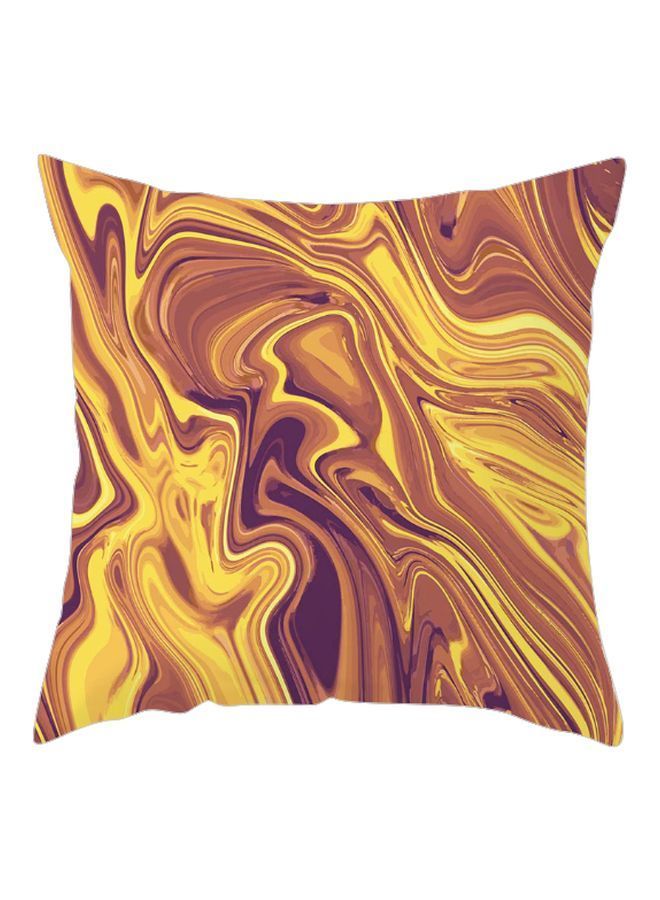 NIBEMINENT Marble Printed Cushion Cover Yellow/Brown 45x45cm