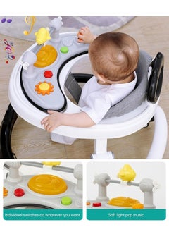 ZUKIMM Foldable Multi-Function Baby Walker for Boys and Girls, 3-in-1 Toddler Walker Learning-Seated or Walk-Behind Adjustable Speed Rear Wheels Safety Bumper Detachable Seat (Gray)  - Image 2
