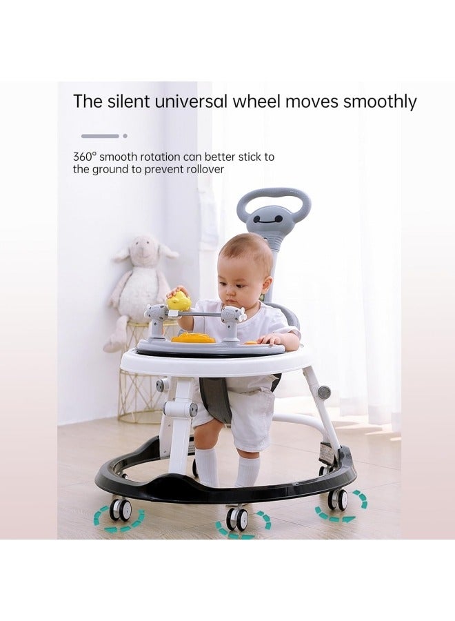 ZUKIMM Foldable Multi-Function Baby Walker for Boys and Girls, 3-in-1 Toddler Walker Learning-Seated or Walk-Behind Adjustable Speed Rear Wheels Safety Bumper Detachable Seat (Gray) - Image 5