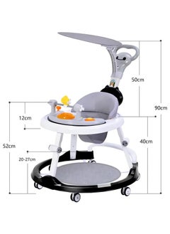 ZUKIMM Foldable Multi-Function Baby Walker for Boys and Girls, 3-in-1 Toddler Walker Learning-Seated or Walk-Behind Adjustable Speed Rear Wheels Safety Bumper Detachable Seat (Gray)  - Image 4