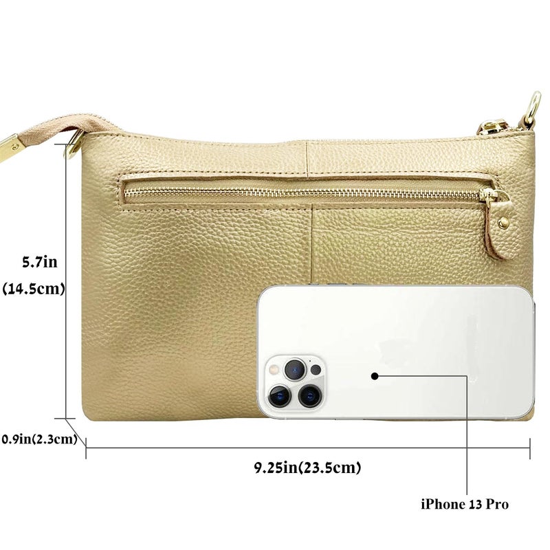 Beurlike Leather Wristlet Wallet Clutch Purses For Women Small Crossbody Phone Bags(Gold) - Image 3