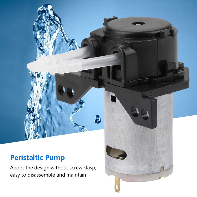 GROTHEN Small Dosing Pump: Black DC12V/DC24V ABS Pump Head - Screw-Clasp-Free Design With Self-Priming Function Peristaltic Pump for Experiments, Biochemical Analysis and Pharmaceuticals - Image 2