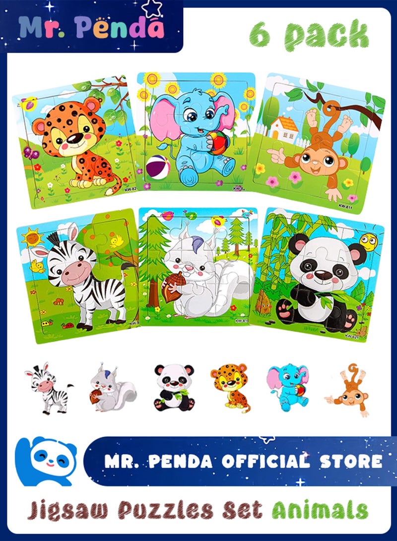 6 Pack Puzzles for Kids Ages 2-5, Preschool Educational and Learning Animal Jigsaw Puzzle Toy Gift Set, Toddler Puzzles Party Favors for Girls and Boys, Portable Travel Puzzles - Image 1