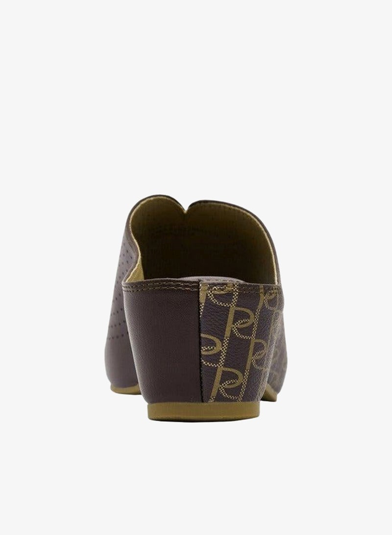 Paprika Women's Monogram Print Slip-On Peep Toe Sandals with Wedge Heels - Image 3